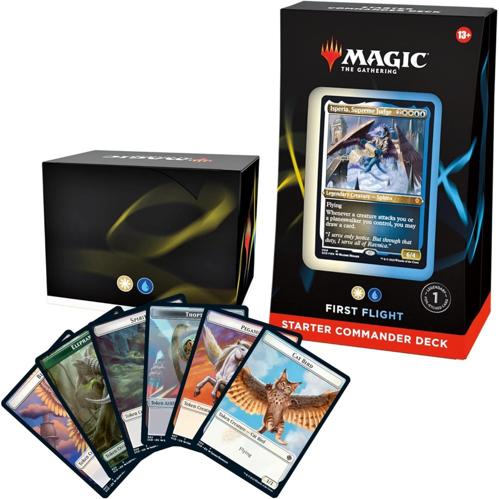 Magic The Gathering Starter Commander Deck – First Flight (White-Blue)  Ready-to-Play Deck for Beginners and Fans  Ages 13+  Collectible Card Games